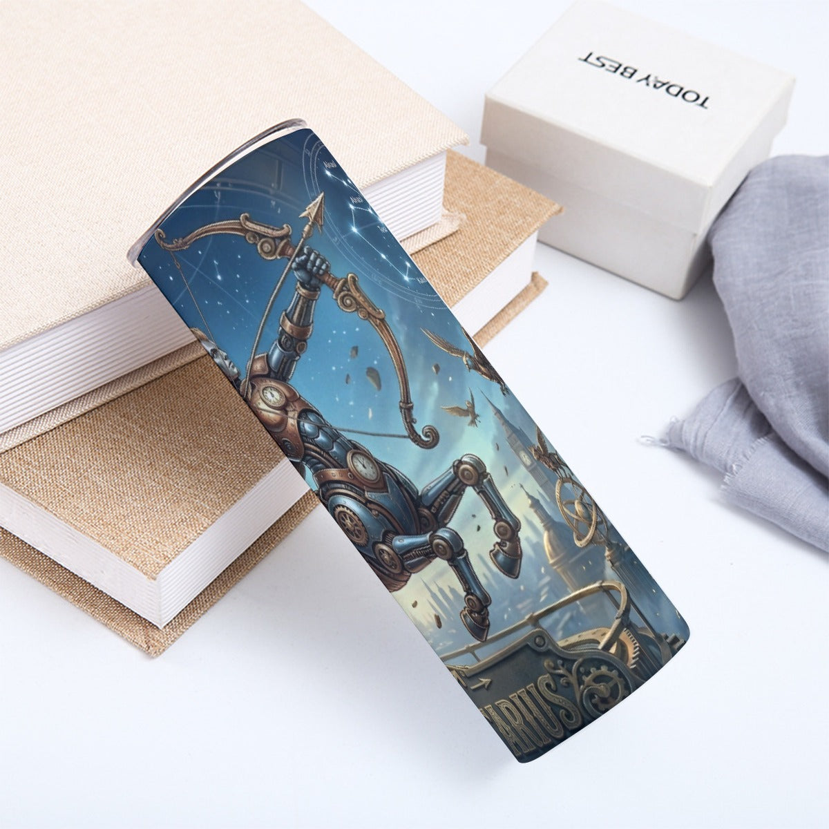 Portable Reusable Tumbler- Steampunk Sagittarius