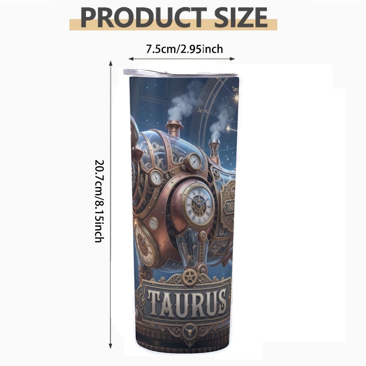 Portable Reusable Tumbler- Steampunk Taurus