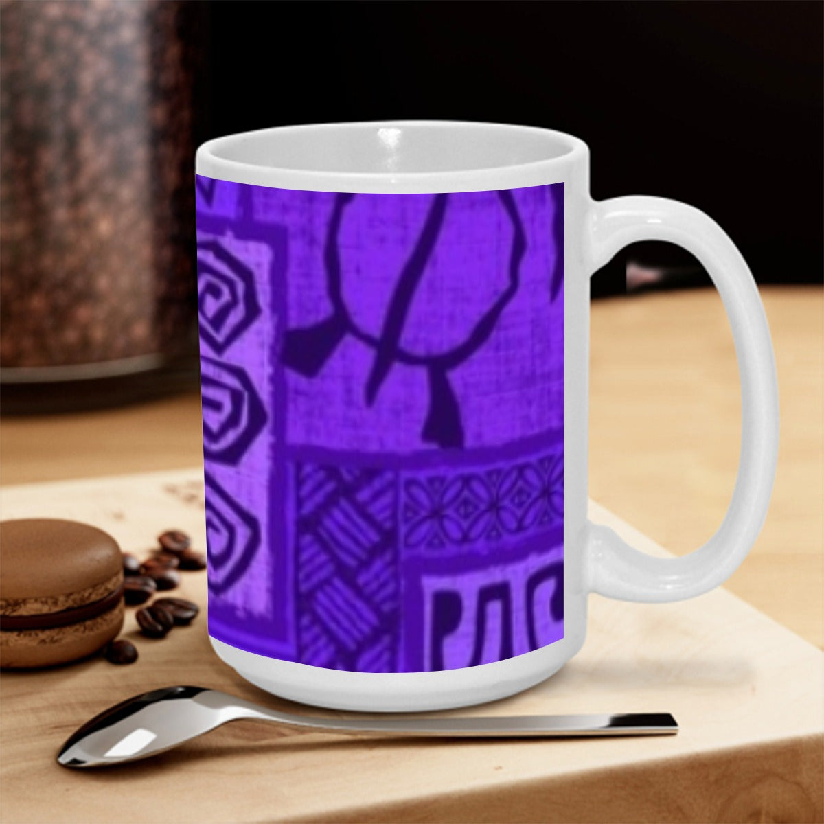 Purple Tapa pattern 15OZ Mug Printed in USA