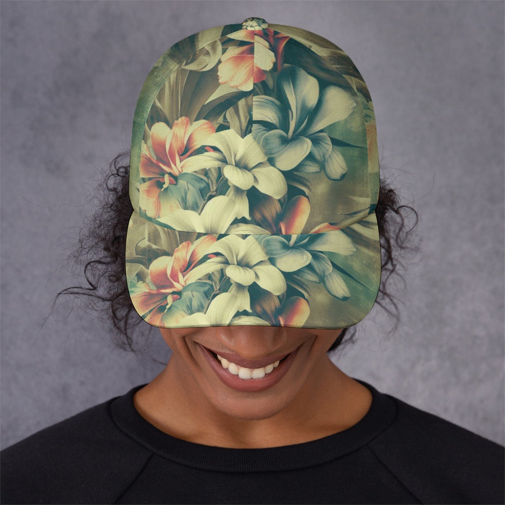 Green Tropical flower All-Over Print Peaked Cap
