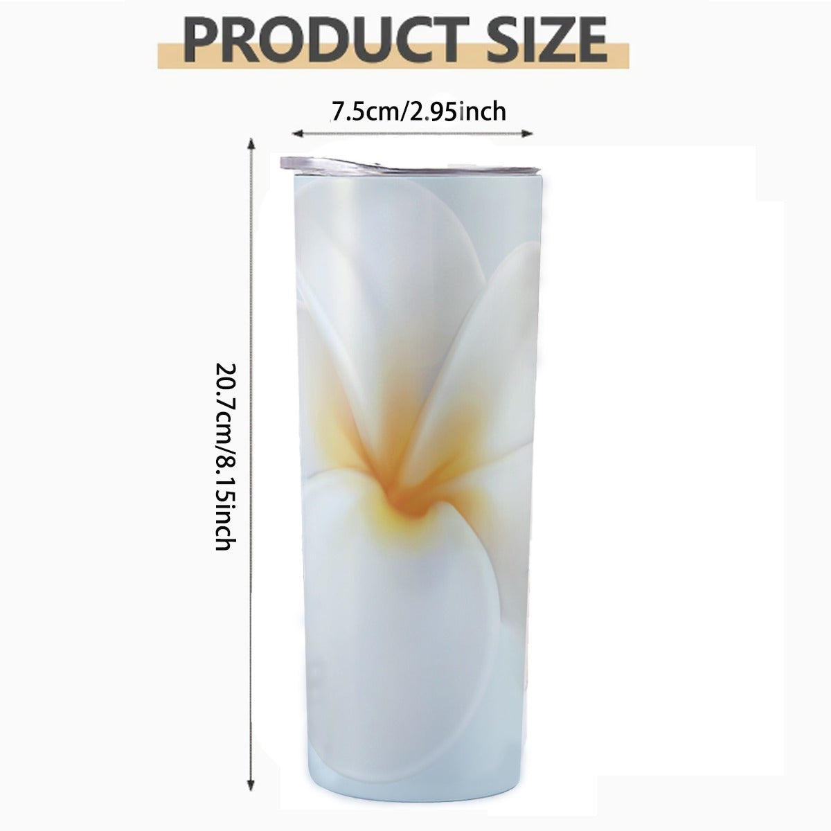 Blue background 20OZ Straight Cup With Sliding Lid Printed in USA
