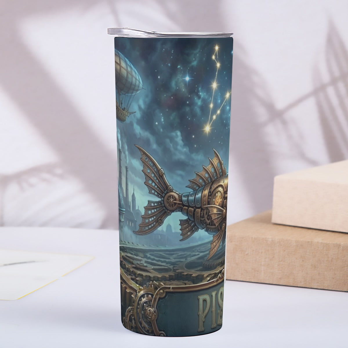 Portable Reusable Tumbler- Steampunk Pisces