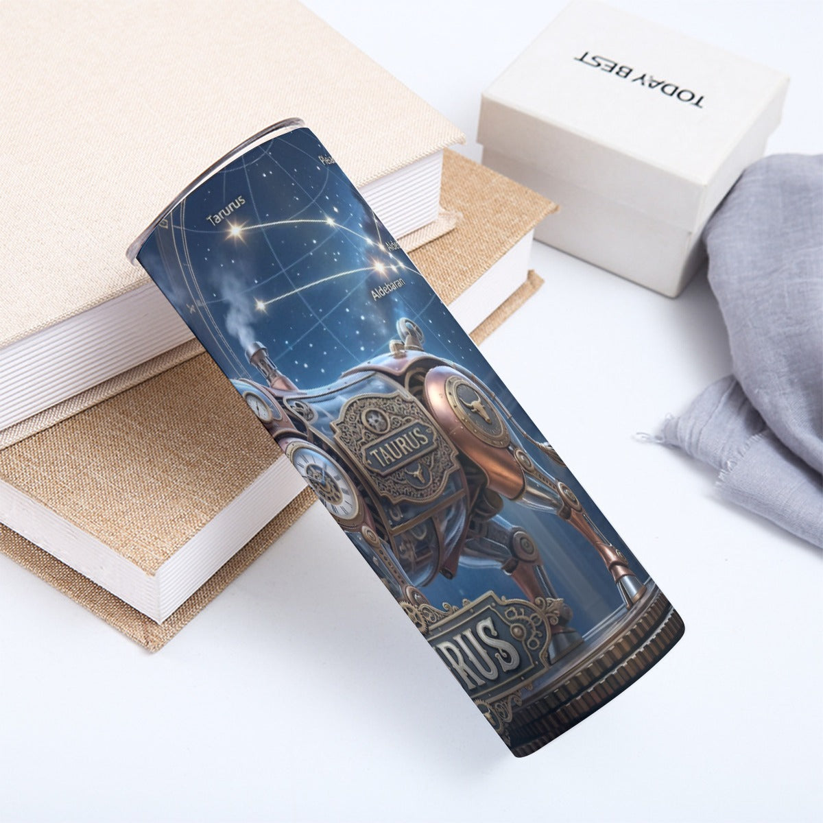 Portable Reusable Tumbler- Steampunk Taurus