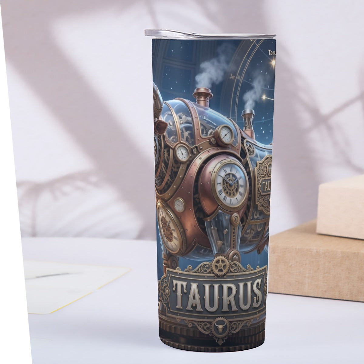 Portable Reusable Tumbler- Steampunk Taurus