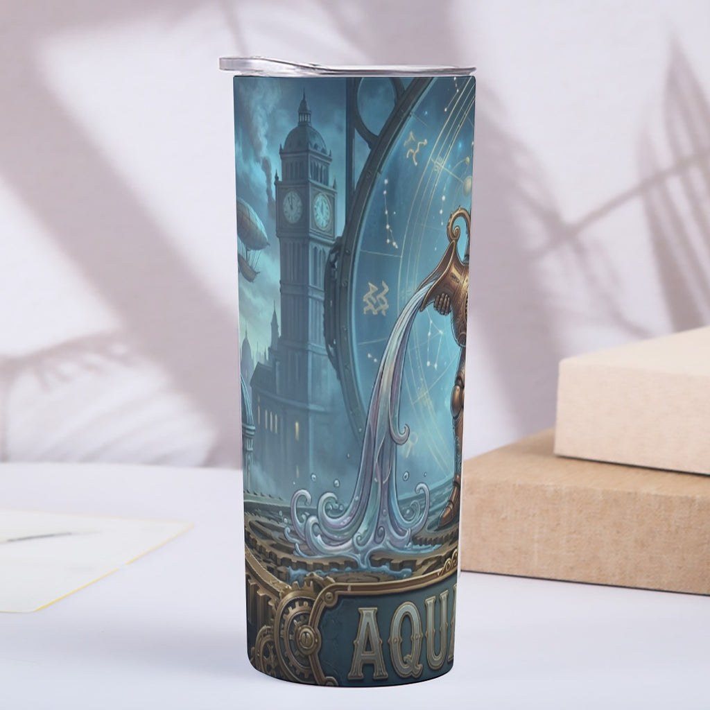 Portable reusable tumbler- Steampunk Aquarius