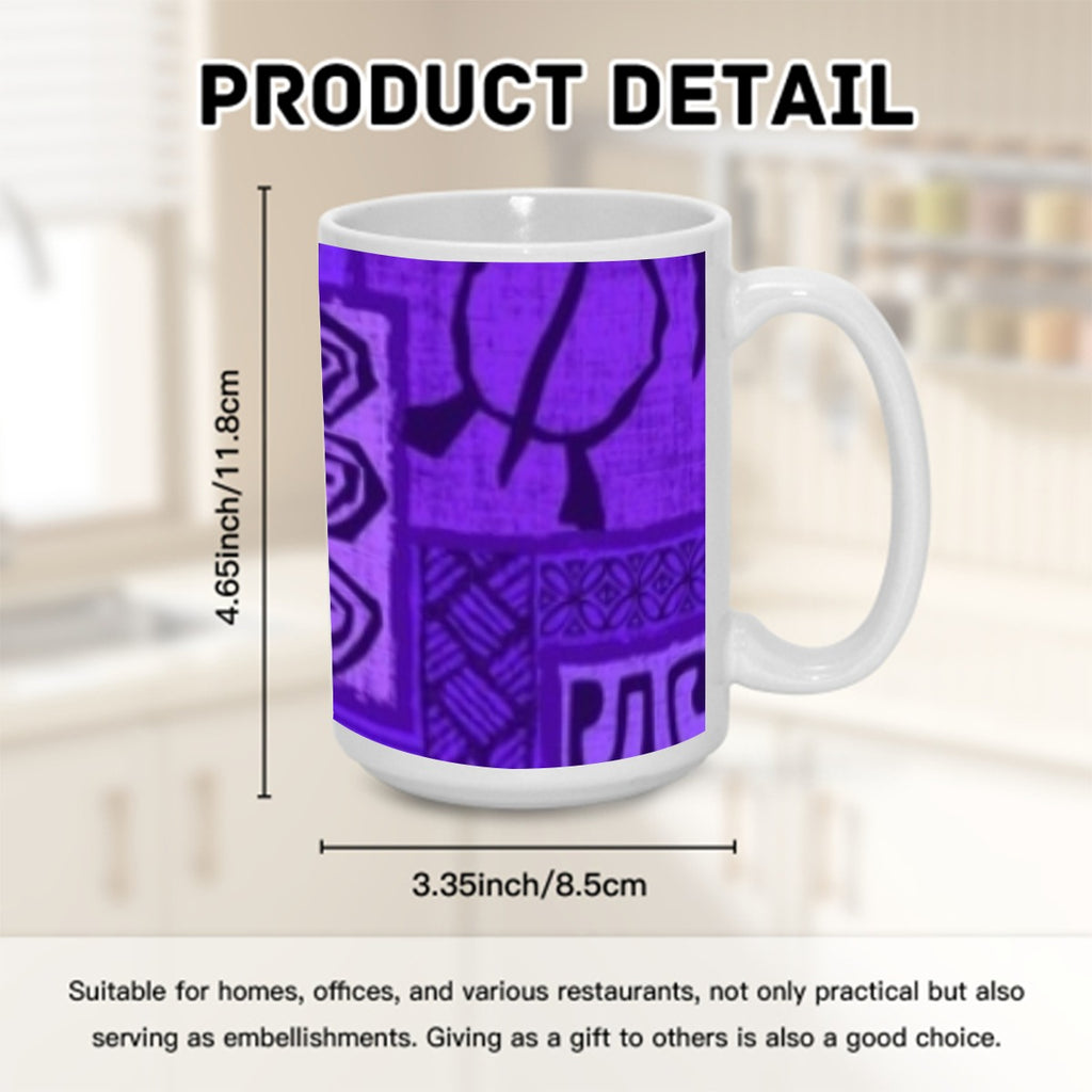 Purple Tapa pattern 15OZ Mug Printed in USA