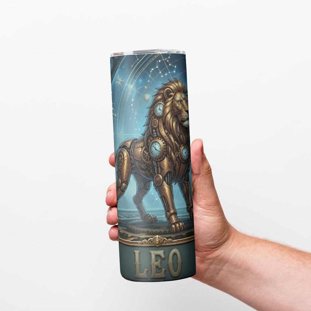 Portable reusable tumbler- Steampunk Leo