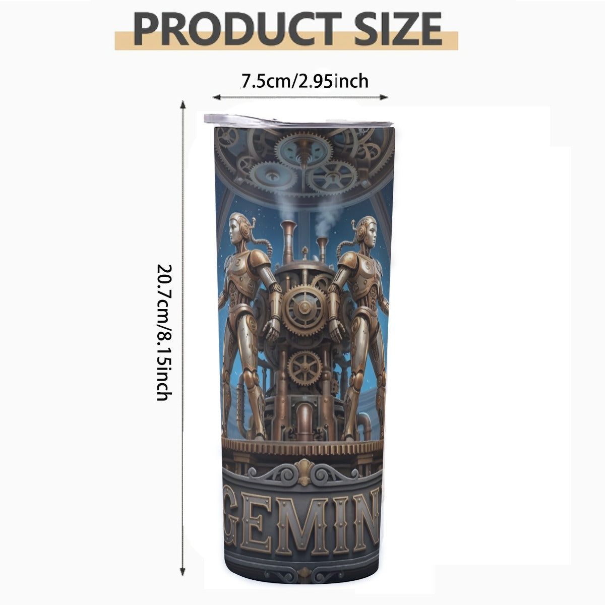 Portable reusable tumbler- Steampunk Gemini