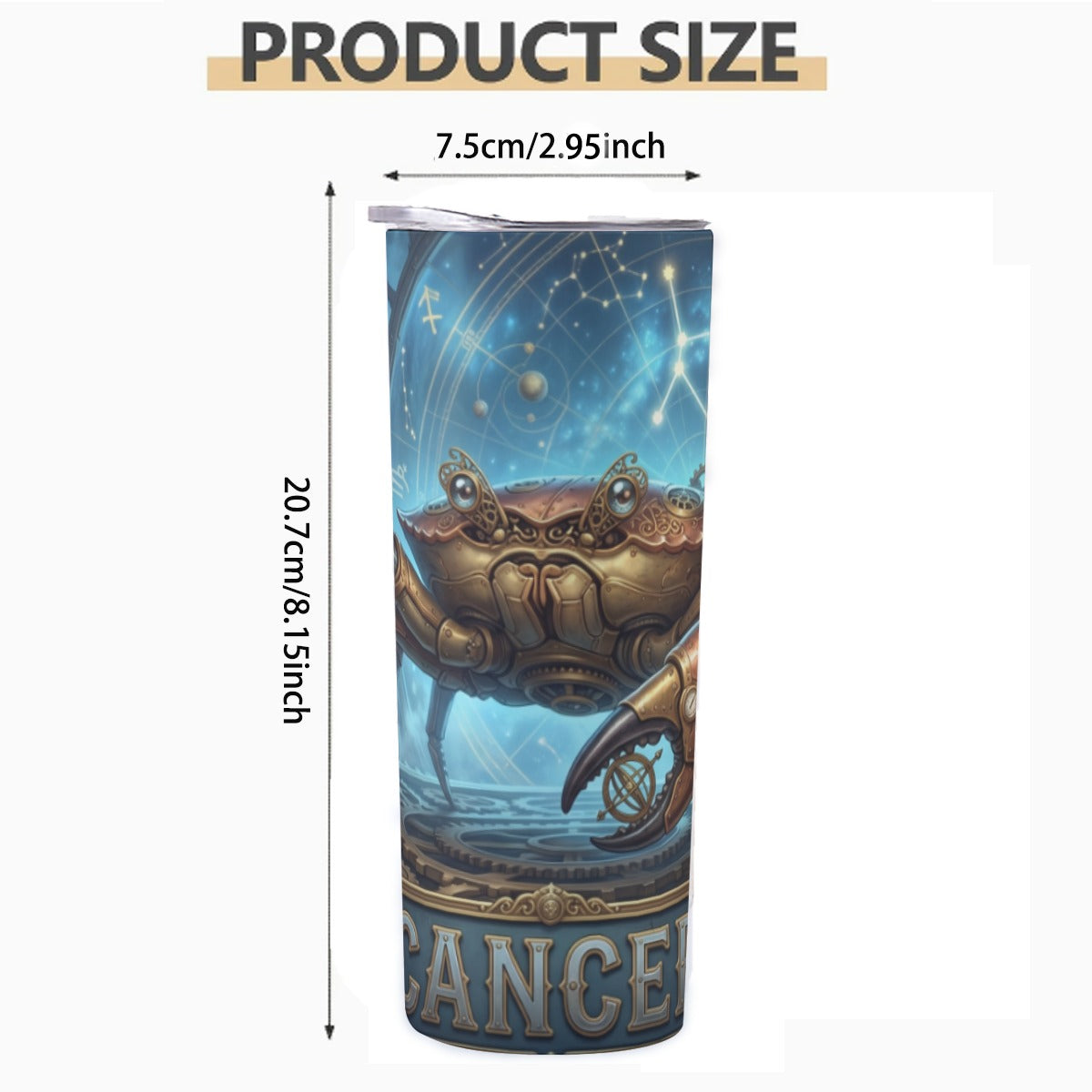 Portable reusable tumbler- Steampunk Cancer