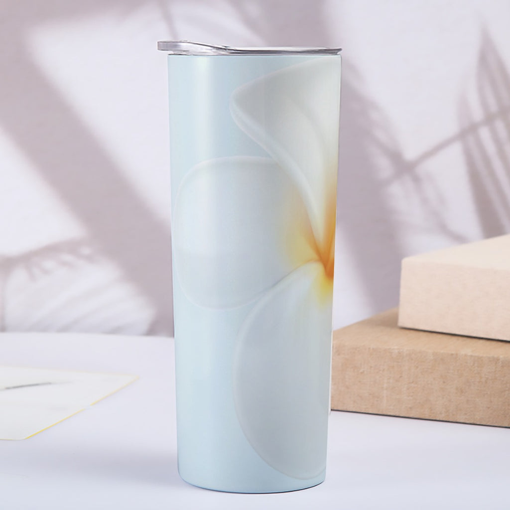 Blue background 20OZ Straight Cup With Sliding Lid Printed in USA