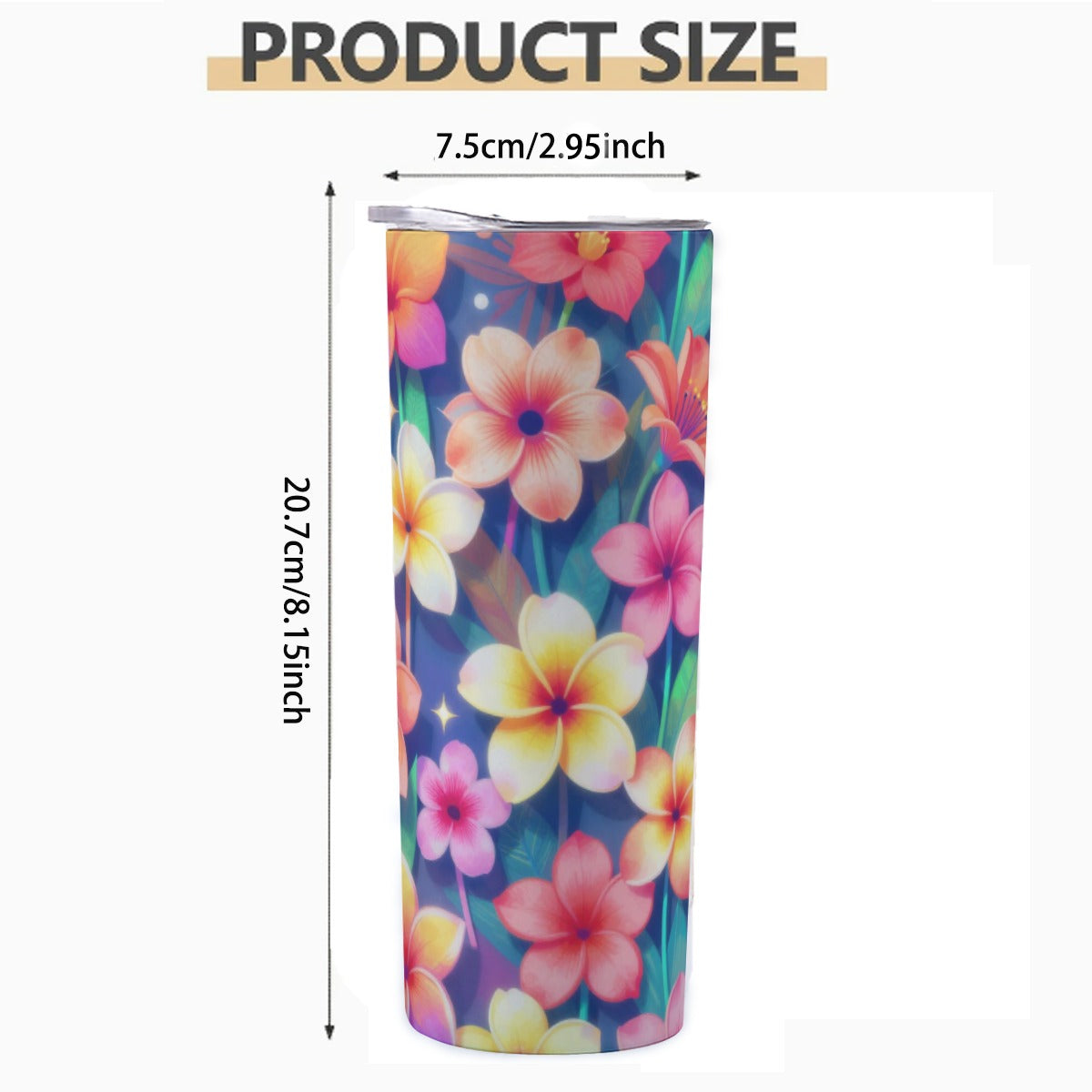 Tropical brights 20OZ Straight Cup With Sliding Lid Printed in USA