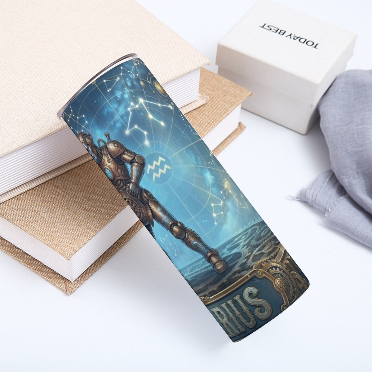 Portable reusable tumbler- Steampunk Aquarius