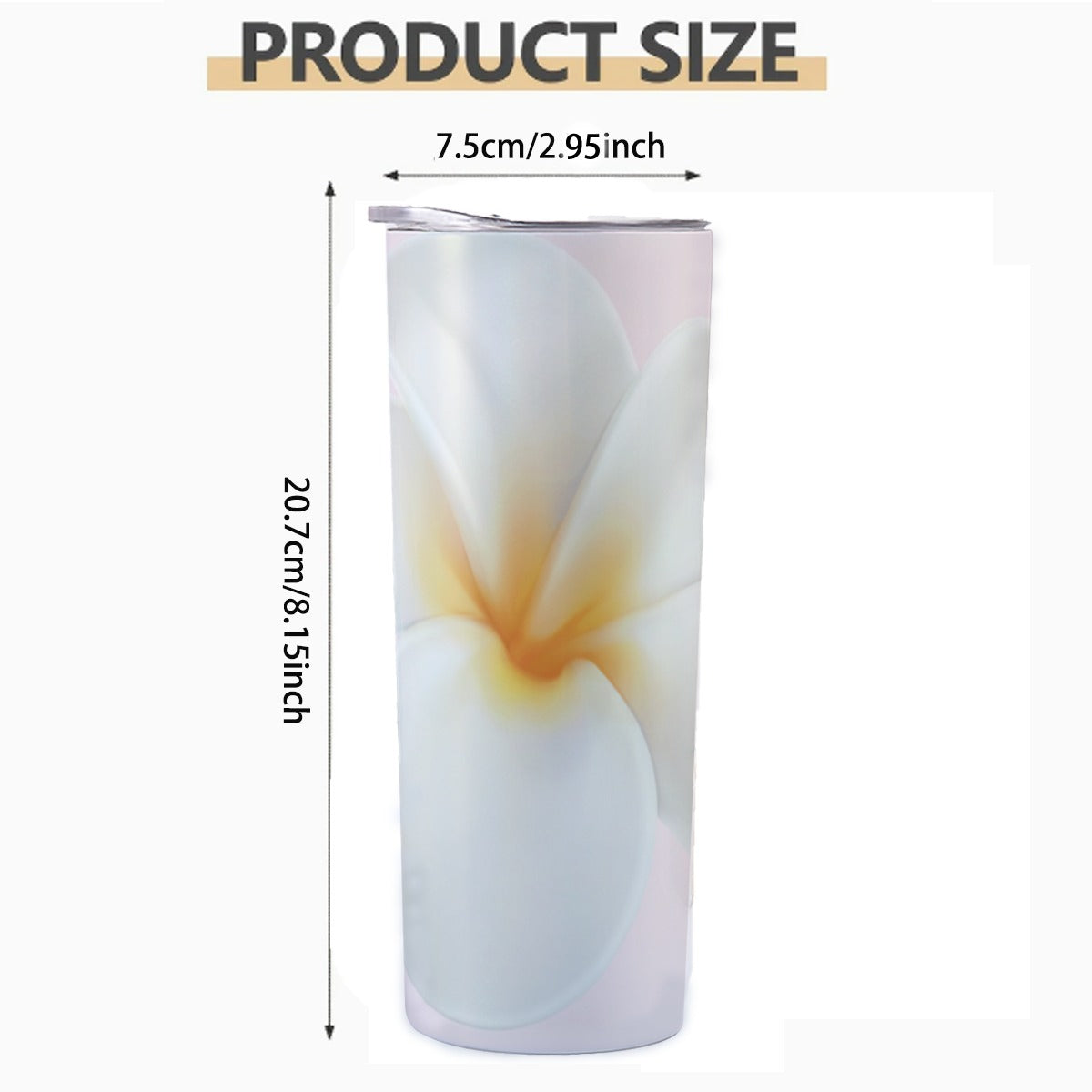 Pink background 20OZ Straight Cup With Sliding Lid Printed in USA
