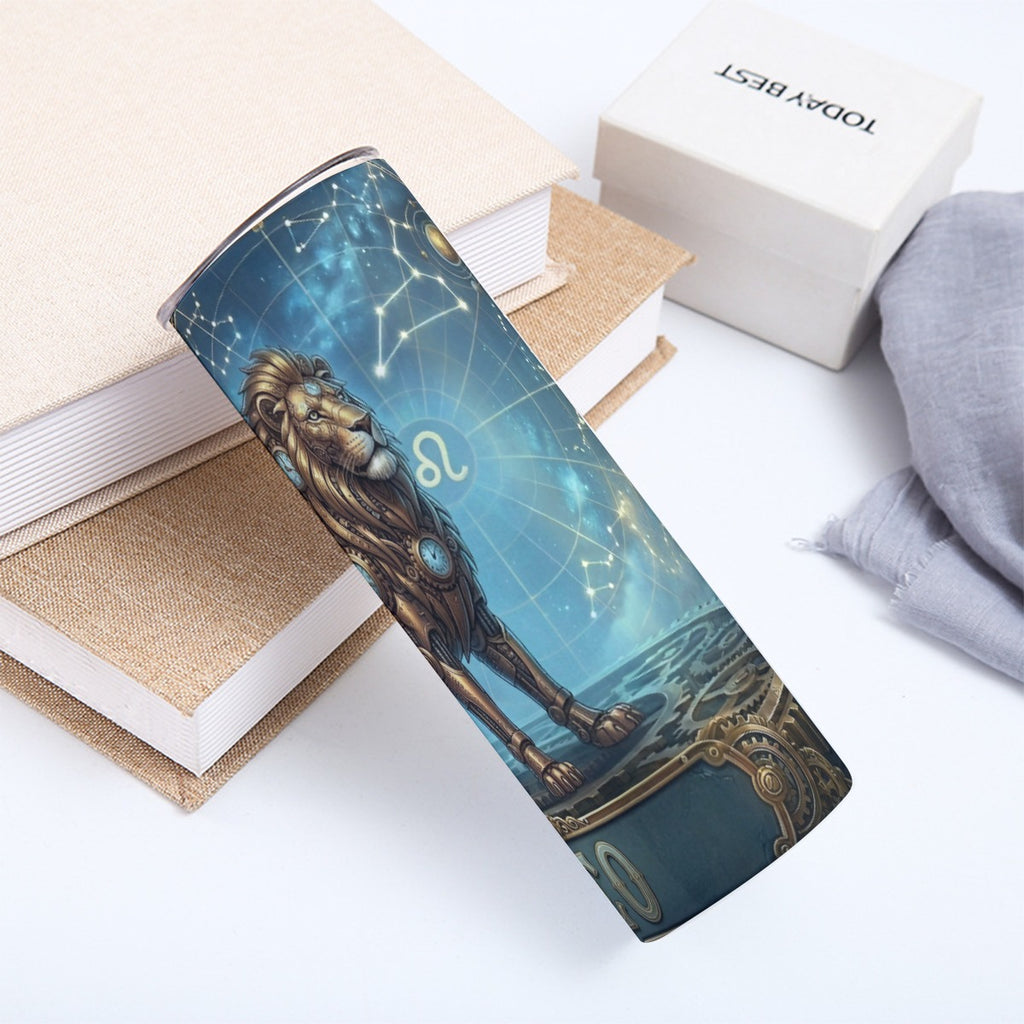 Portable reusable tumbler- Steampunk Leo