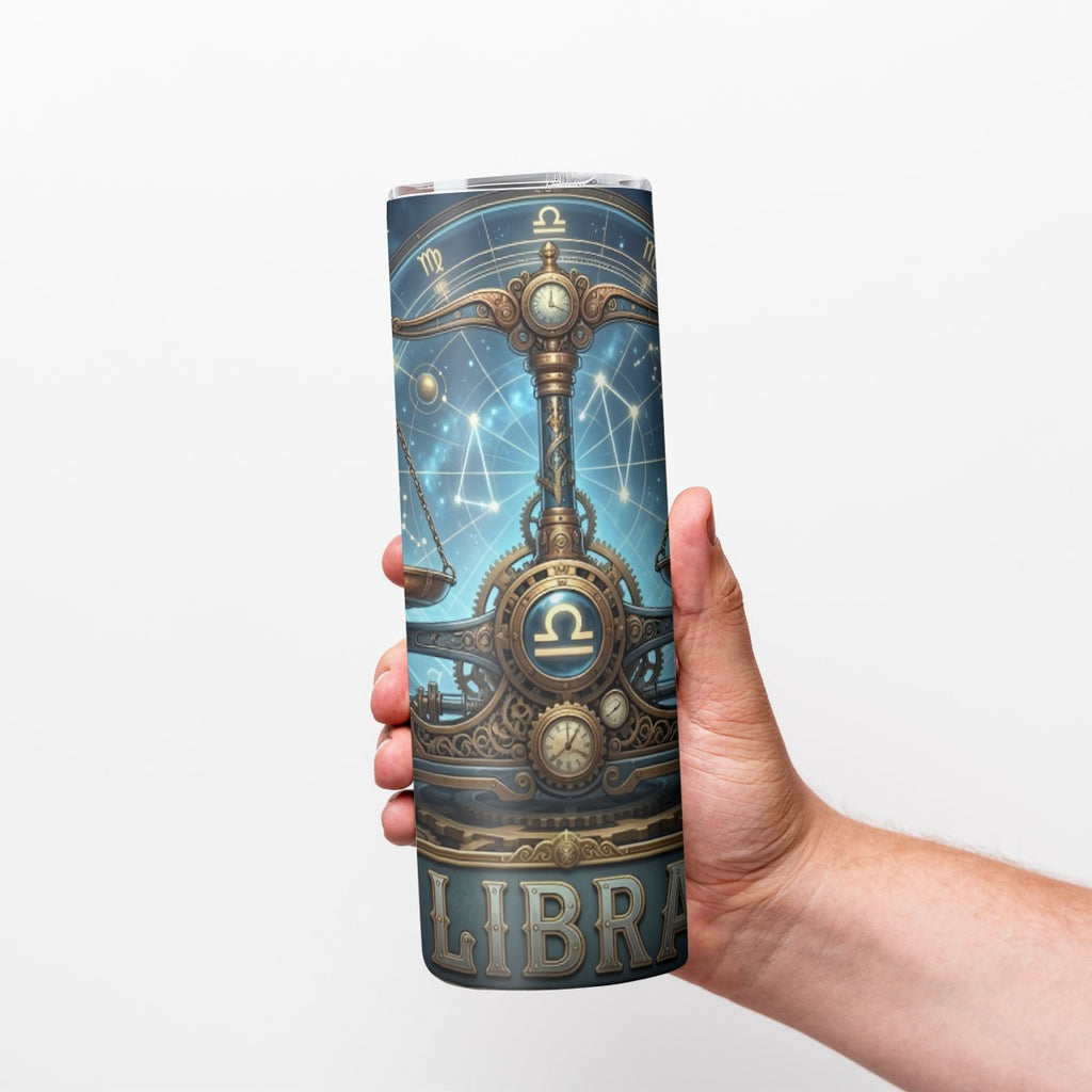 Portable reusable tumbler- Steampunk Libra