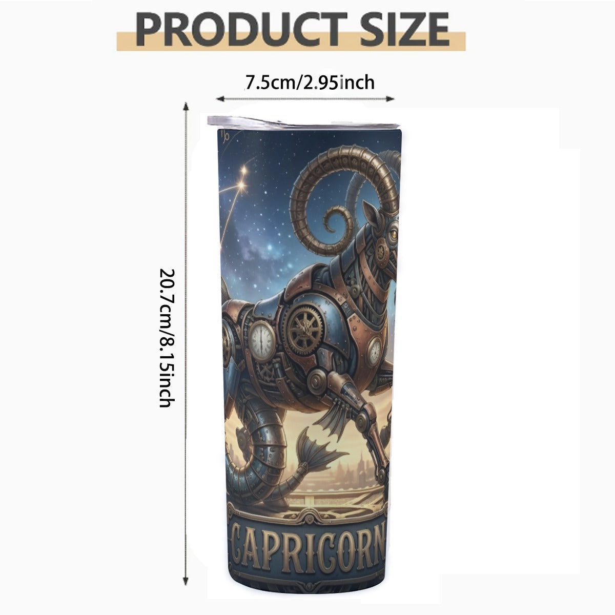 Portable reusable tumbler- Steampunk Capricorn
