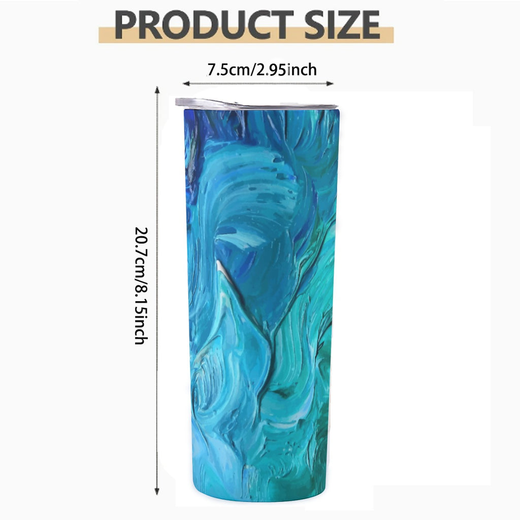 Ocean Blue 20OZ Straight Cup With Sliding Lid Printed in USA