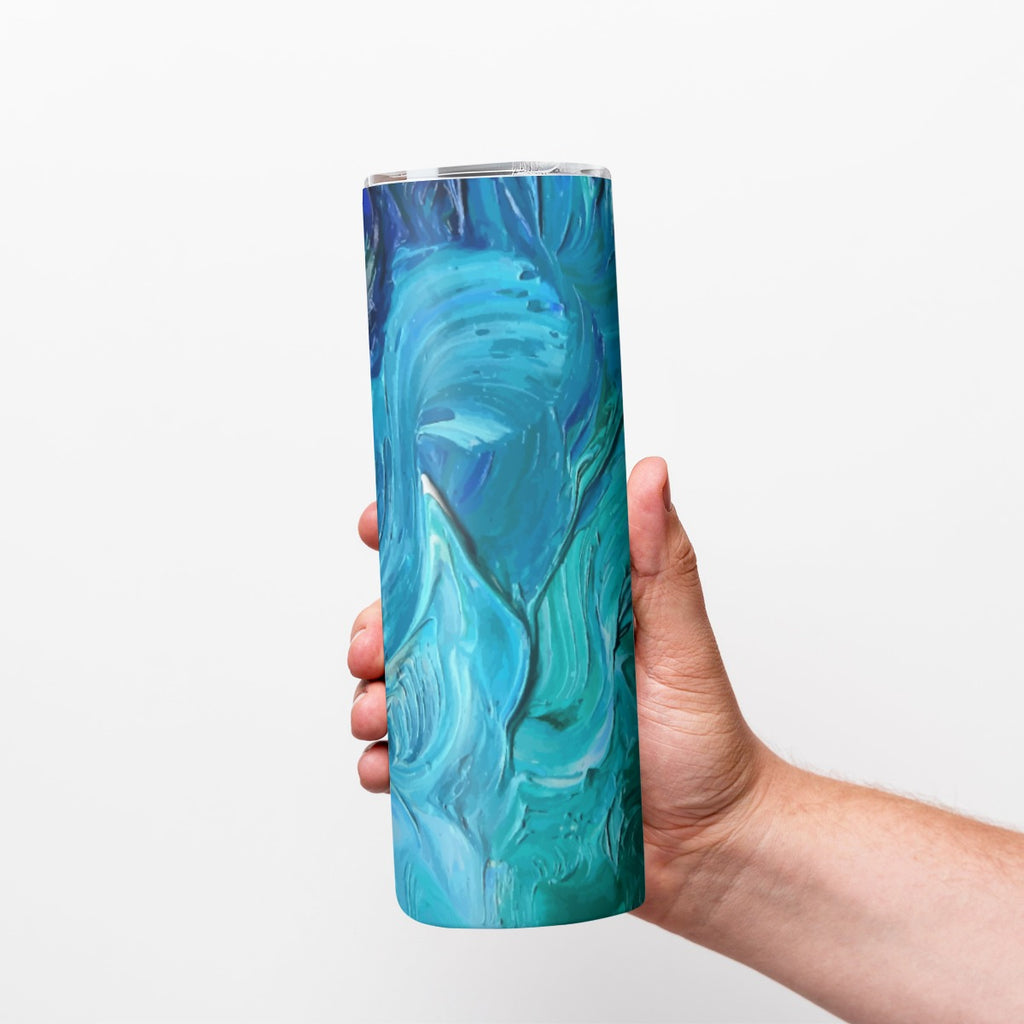 Ocean Blue 20OZ Straight Cup With Sliding Lid Printed in USA