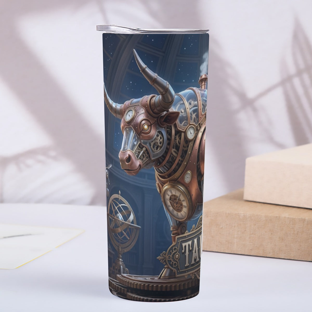 Portable Reusable Tumbler- Steampunk Taurus