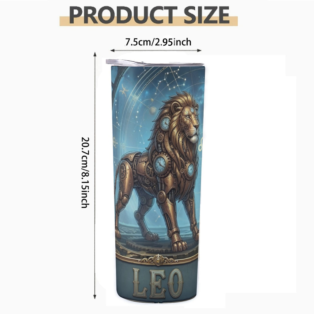 Portable reusable tumbler- Steampunk Leo