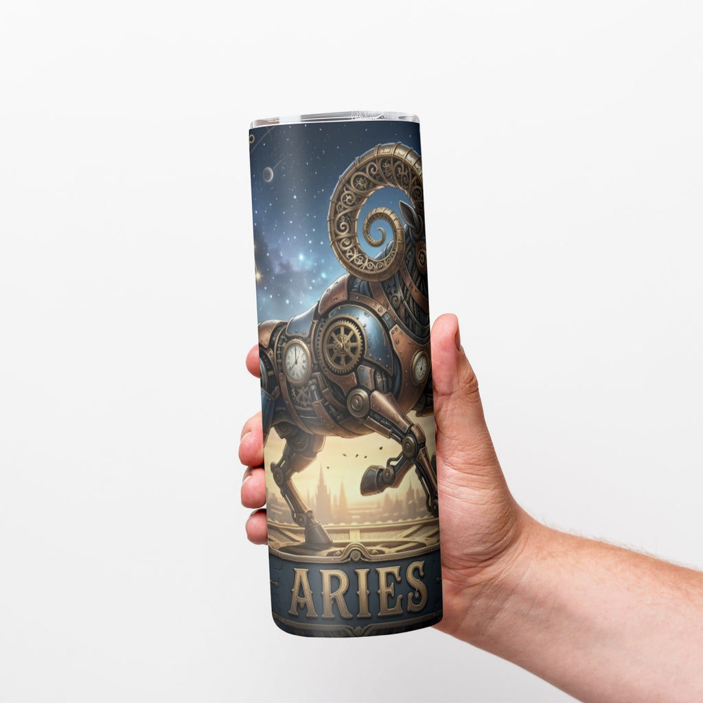 Portable reusable tumbler- Steampunk Aries