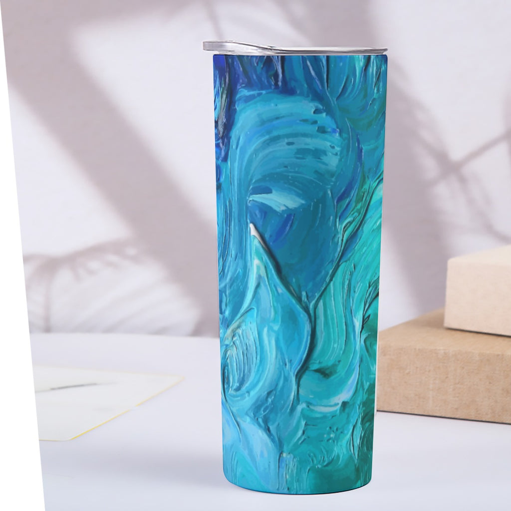Ocean Blue 20OZ Straight Cup With Sliding Lid Printed in USA