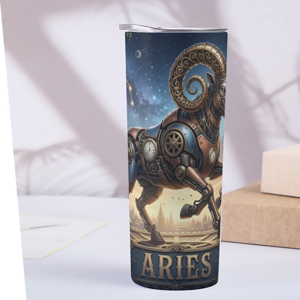 Portable reusable tumbler- Steampunk Aries