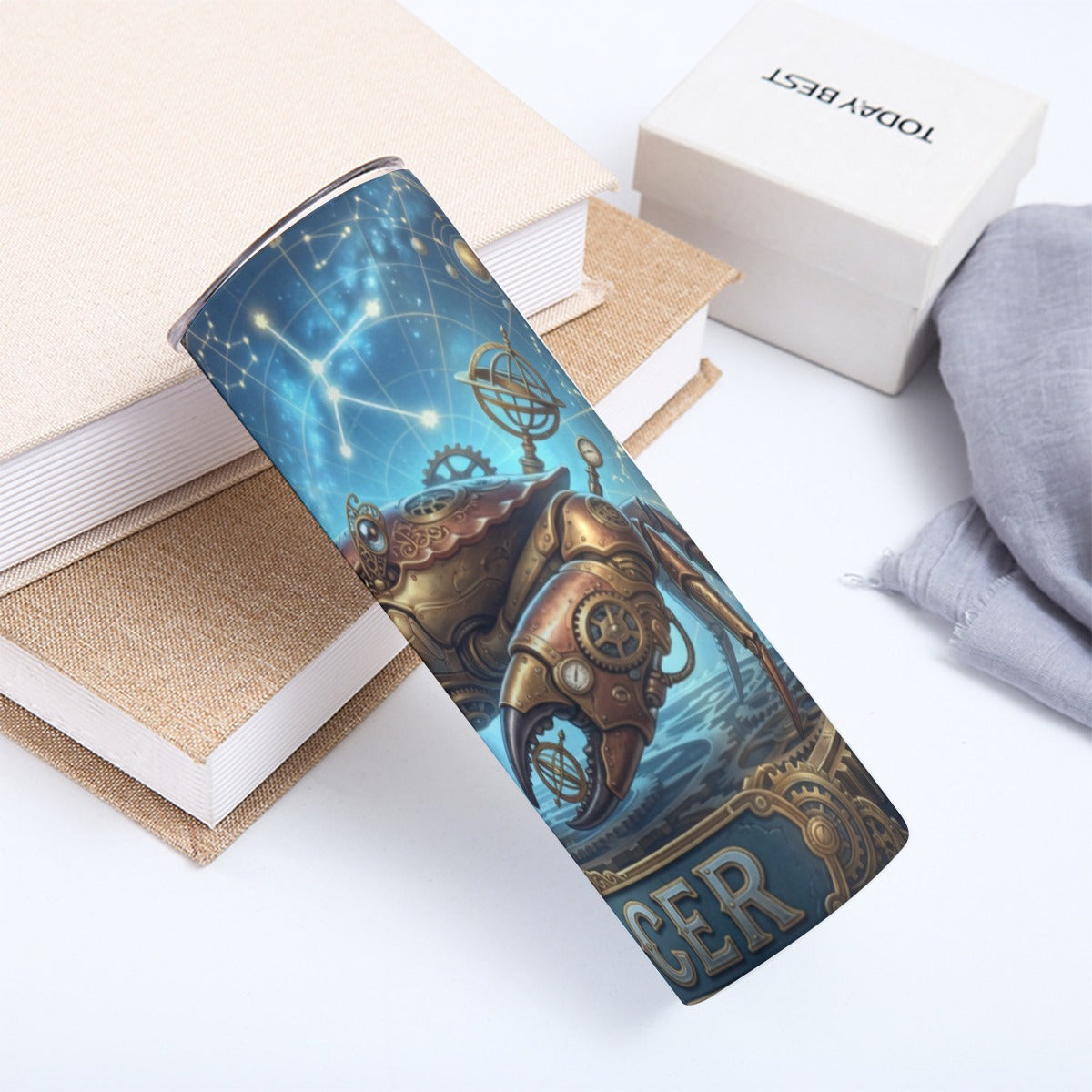 Portable reusable tumbler- Steampunk Cancer