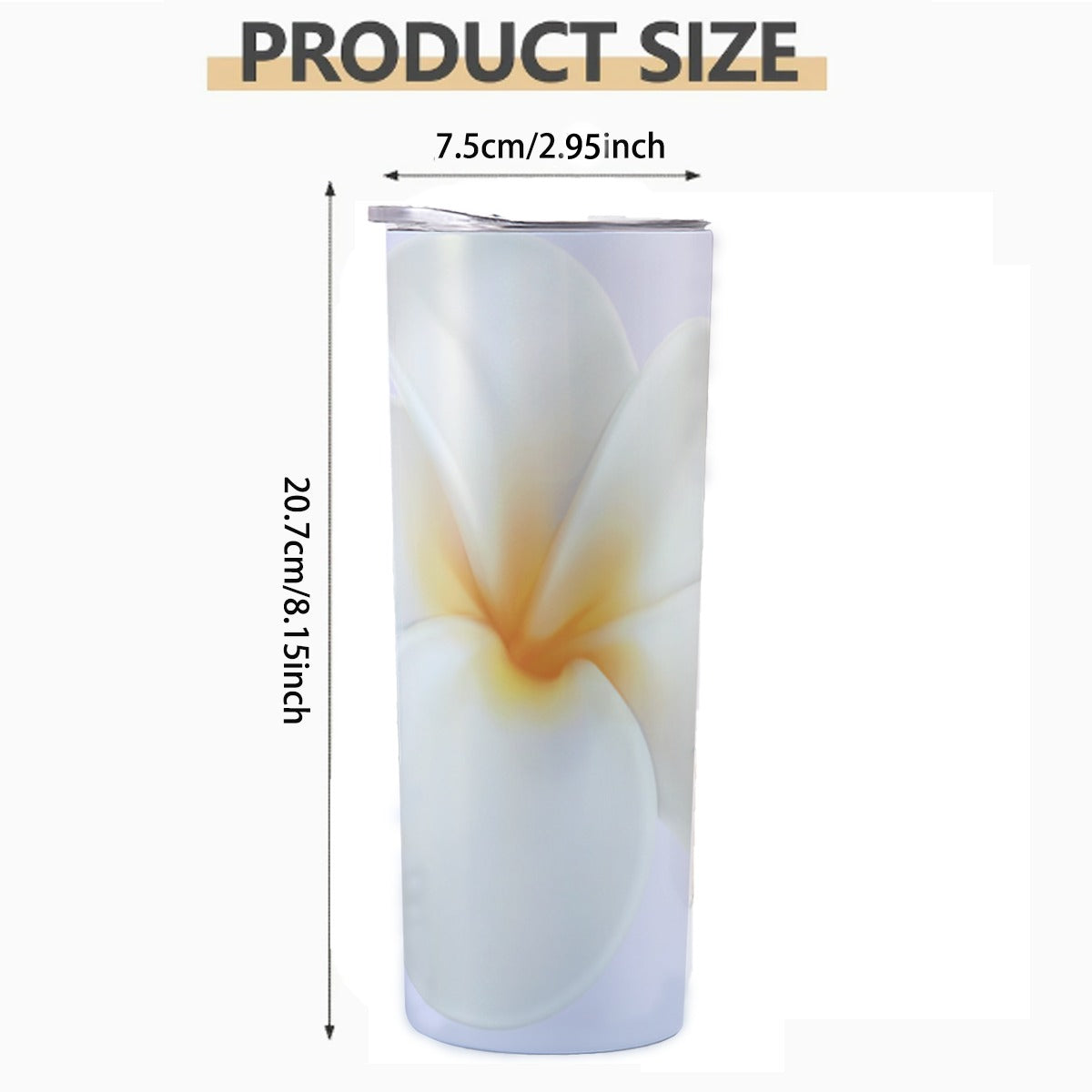 Purple background 20OZ Straight Cup With Sliding Lid Printed in USA