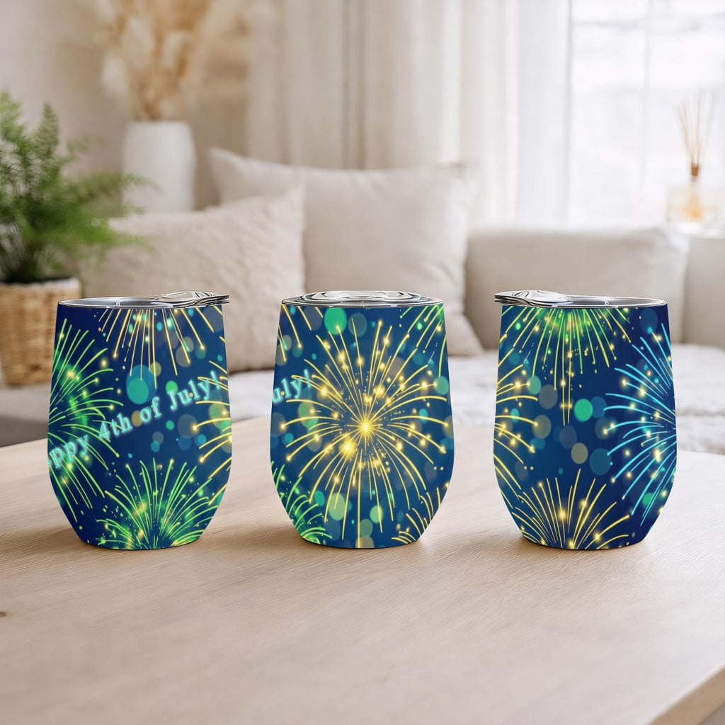 4th of July Fireworks Stainless Steel Stemless Insulated Tumbler Printed in USA|12OZ