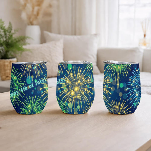 4th of July Fireworks Stainless Steel Stemless Insulated Tumbler Printed in USA|12OZ