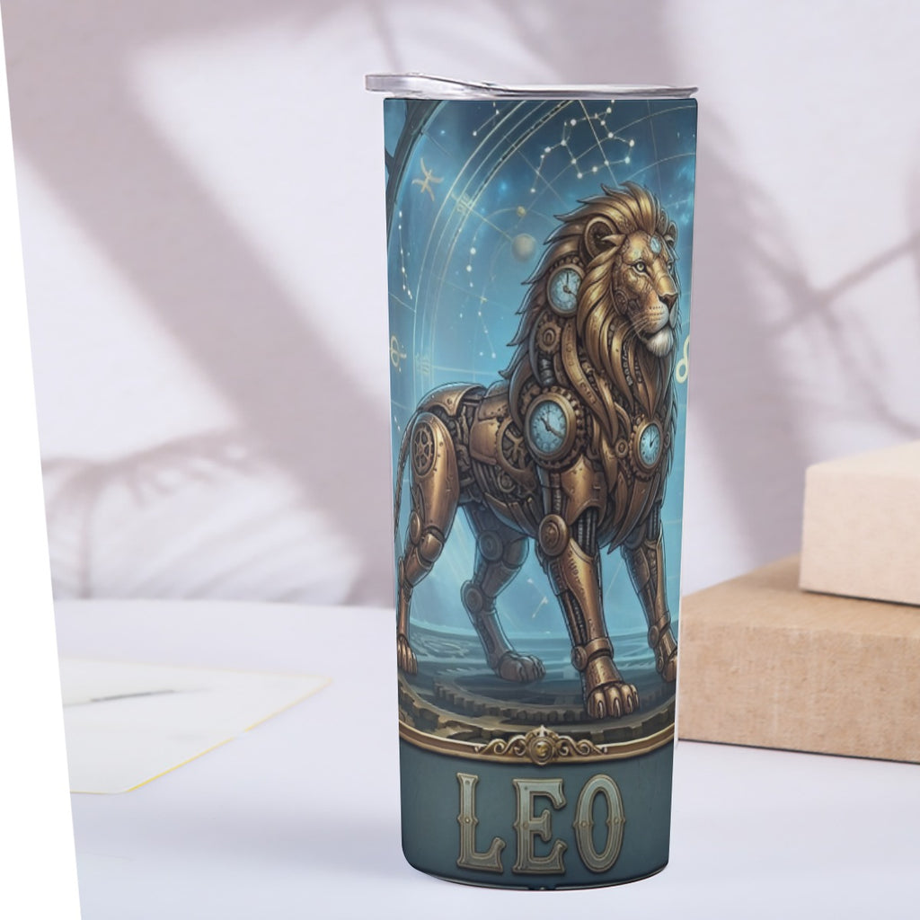 Portable reusable tumbler- Steampunk Leo