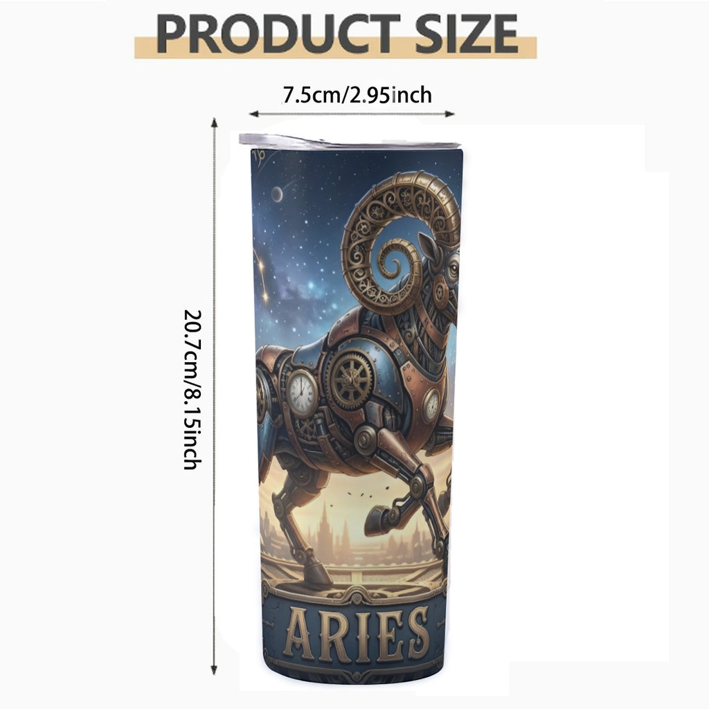 Portable reusable tumbler- Steampunk Aries