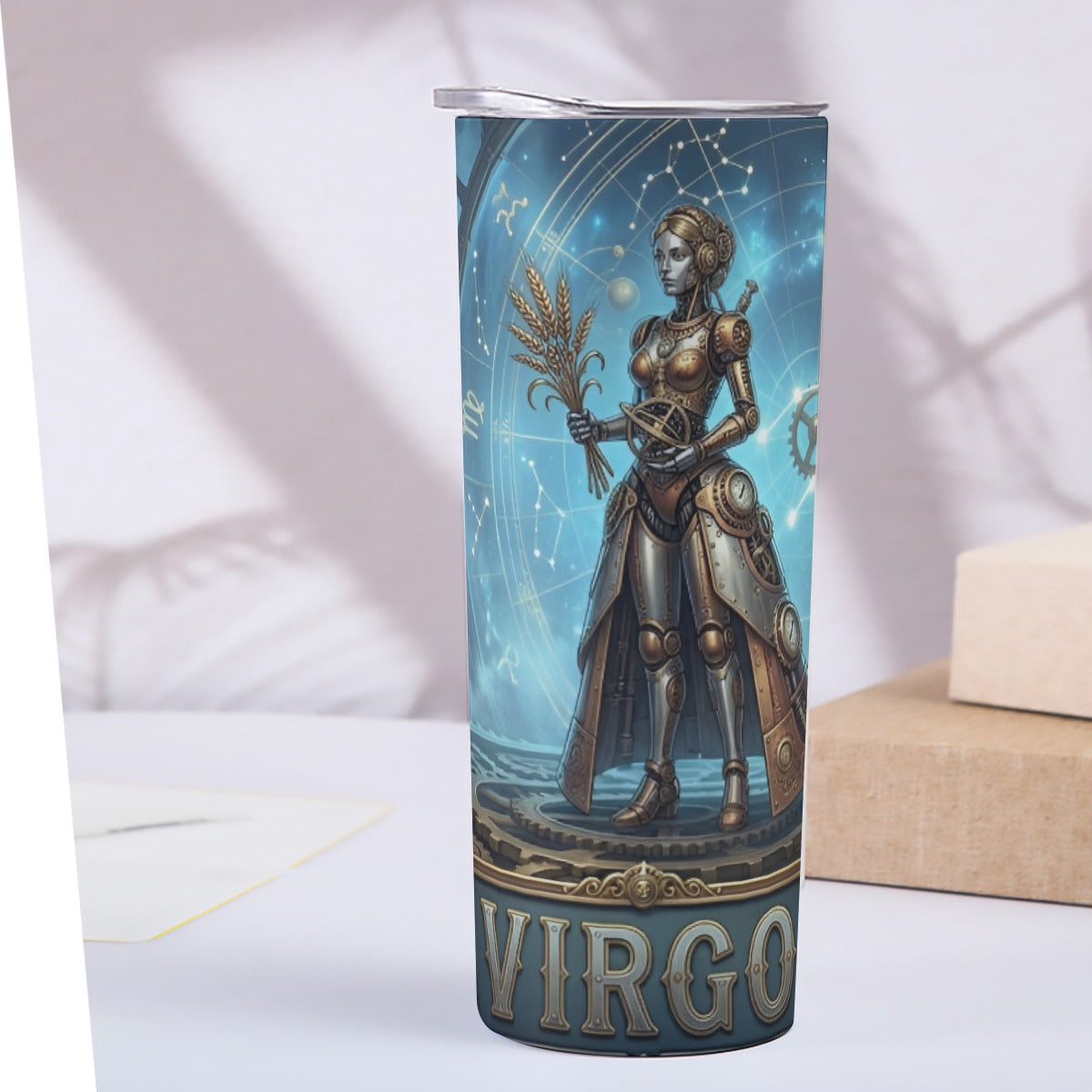 Portable Reusable Tumbler- Steampunk Virgo