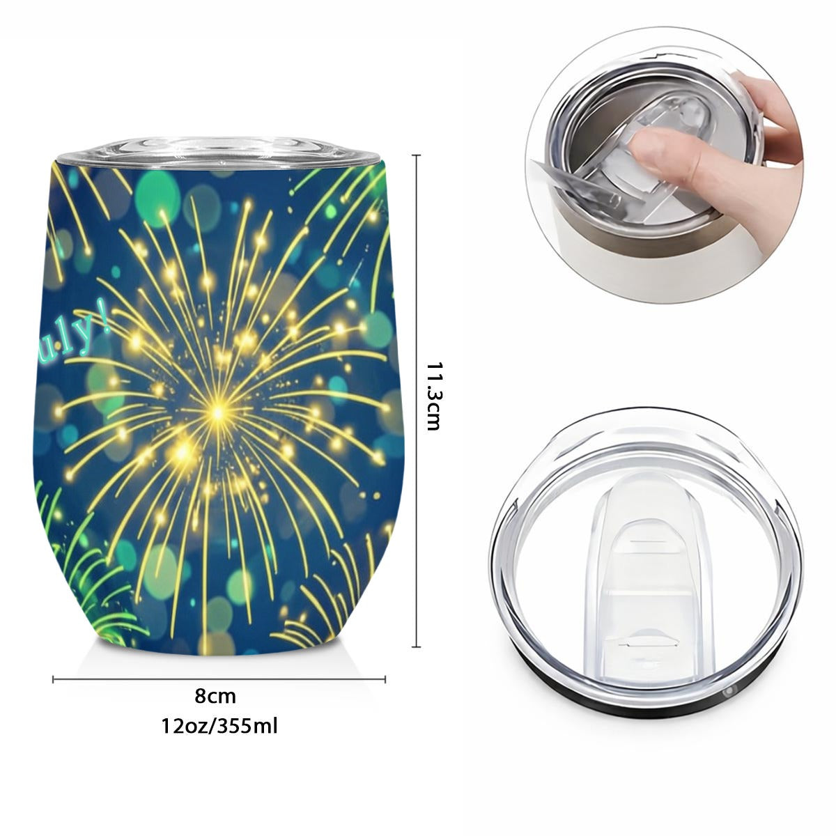 4th of July Fireworks Stainless Steel Stemless Insulated Tumbler Printed in USA|12OZ
