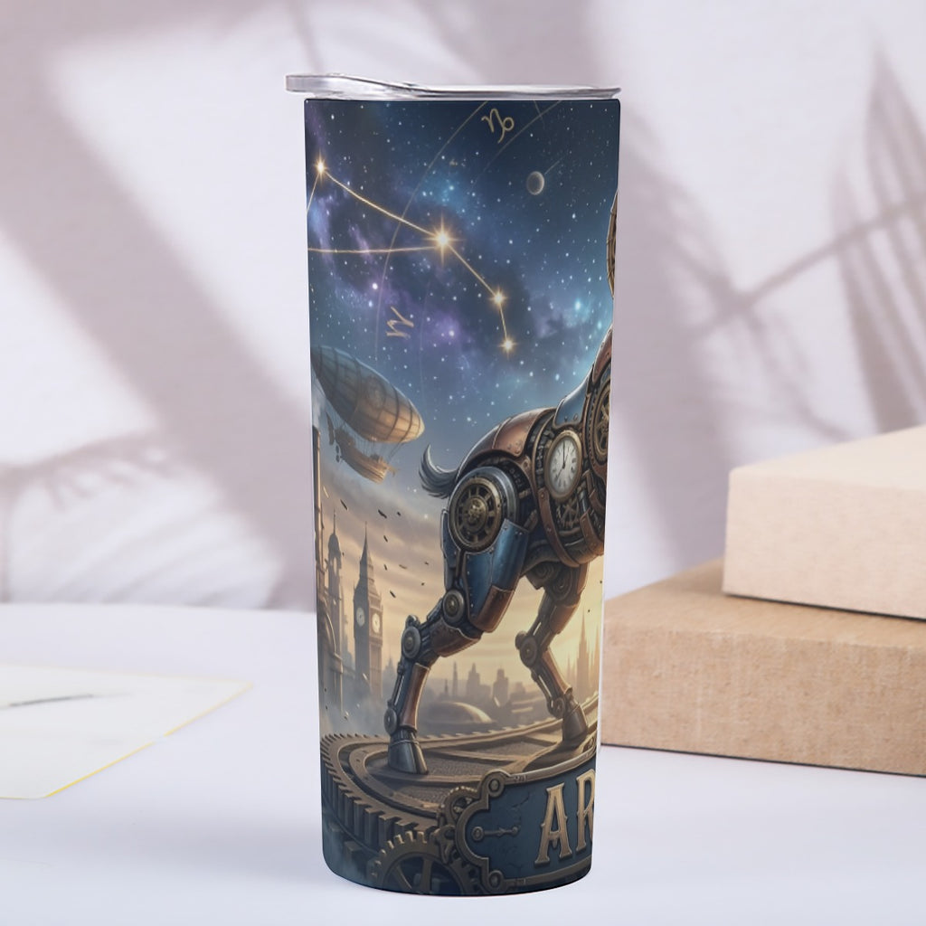 Portable reusable tumbler- Steampunk Aries