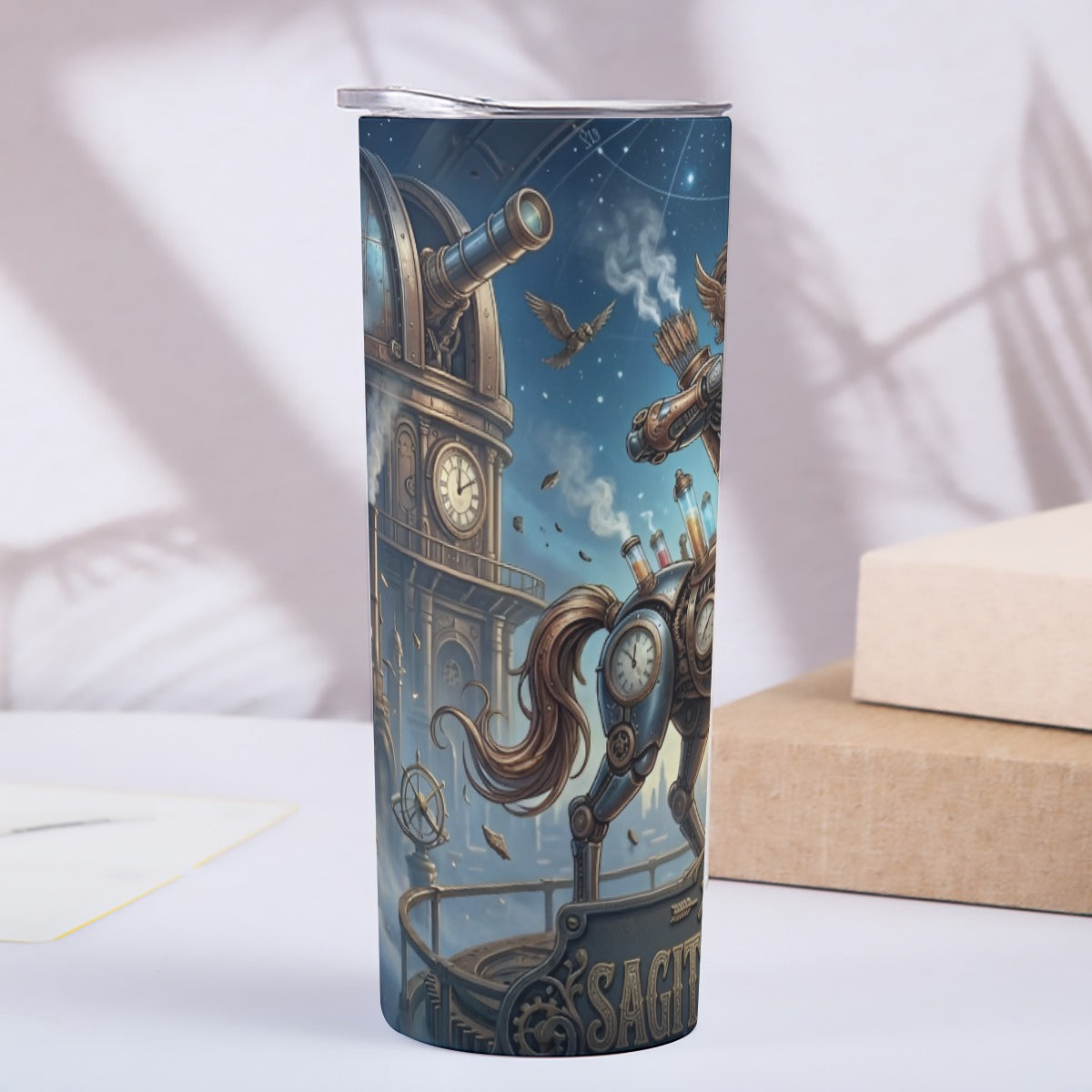 Portable Reusable Tumbler- Steampunk Sagittarius