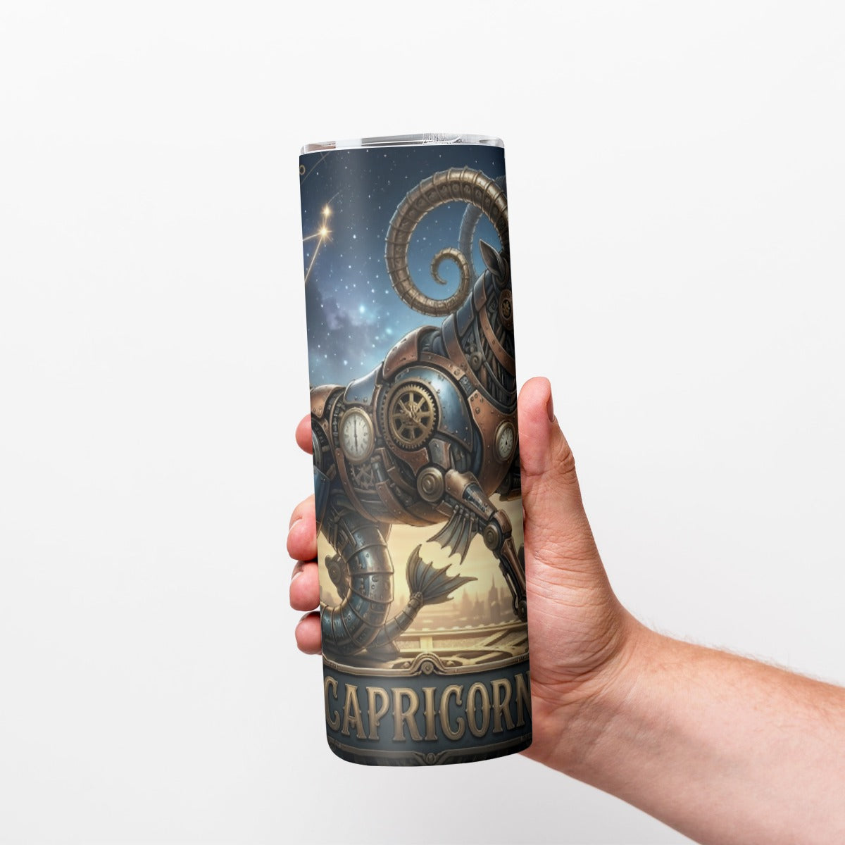 Portable reusable tumbler- Steampunk Capricorn